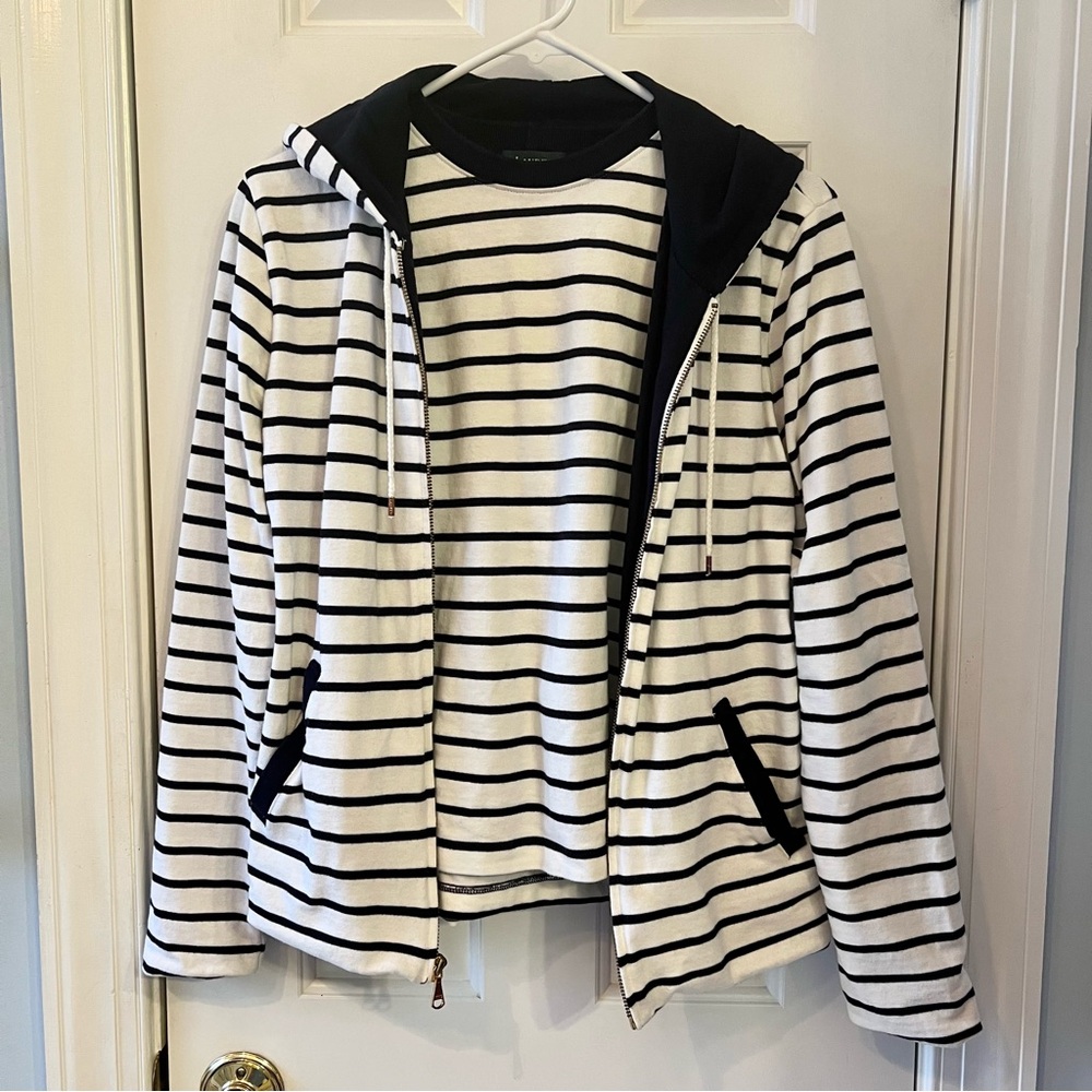 Ralph Lauren Matching Set Striped Black and White Hoodie and Sleeveless Tee